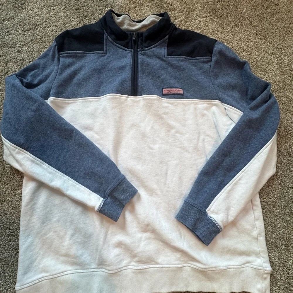 Men's Vineyard Vines Quarter Zip Pullover Colorblock Zip-Up Sweater Size XL